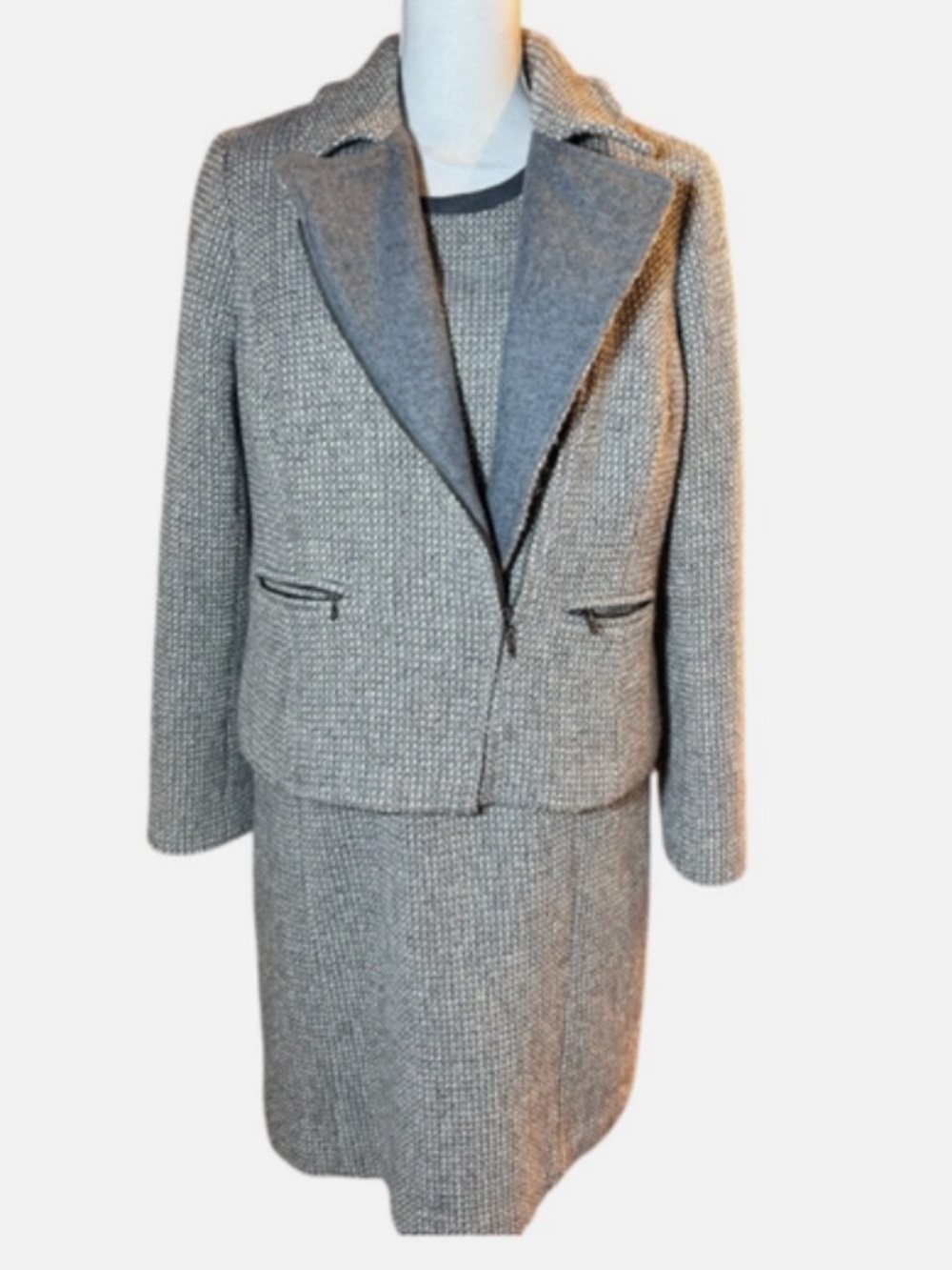 Talbots Gray Tweed Blazer and Short Sleeve Dress Set